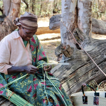 Handwoven Basket bag | Kitenge