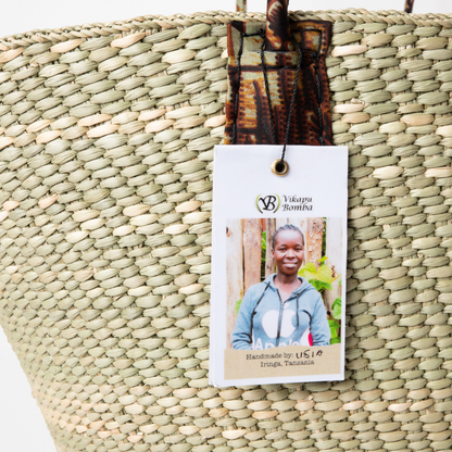 Handwoven Basket Bag | Kitenge | Extra-Large
