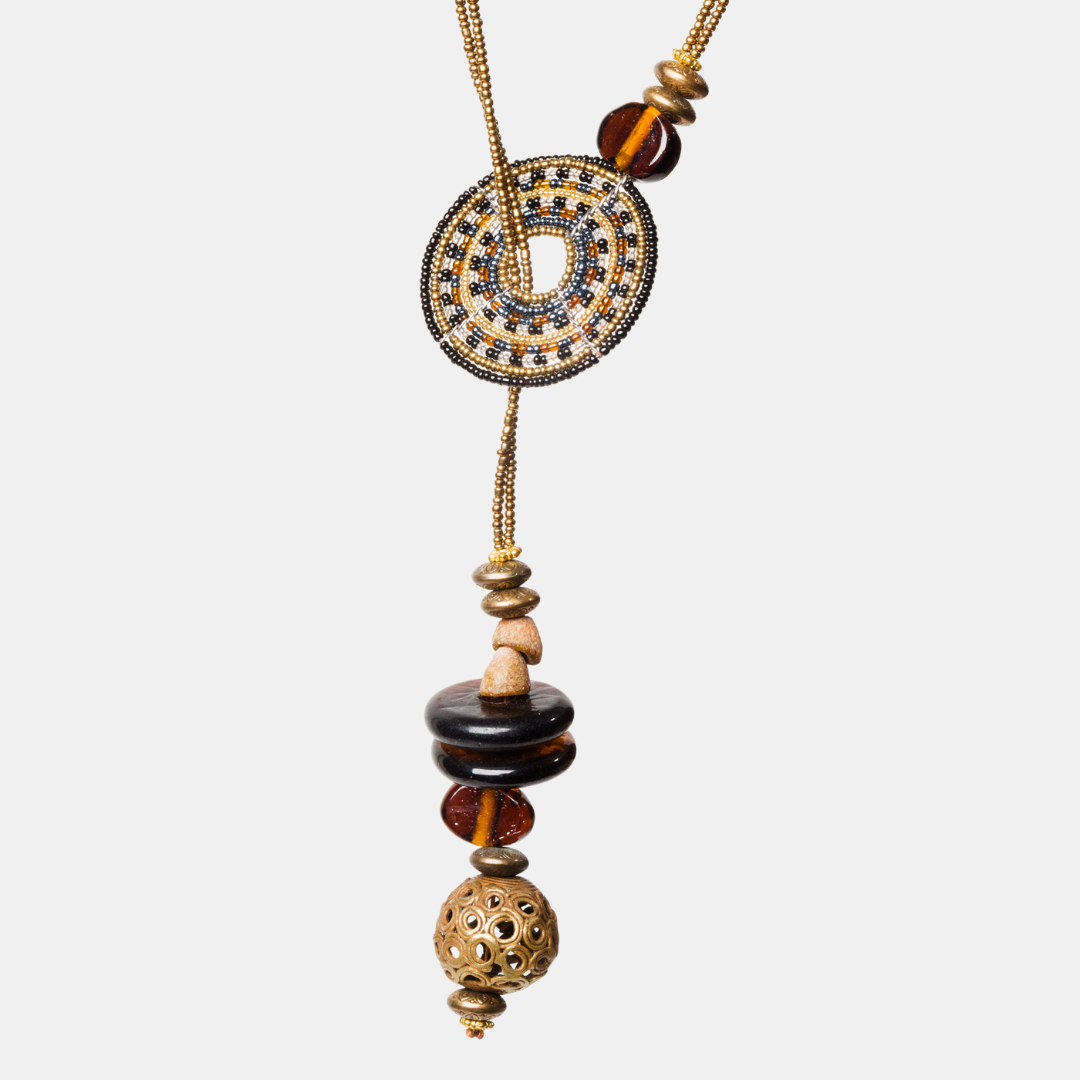 Long Single Strand Pendant with Maasai Disc