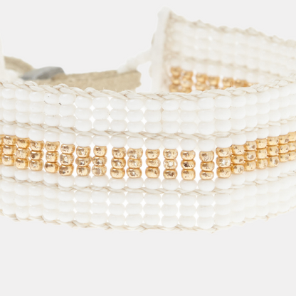 African Maasai Warrior Bracelet | White & Gold