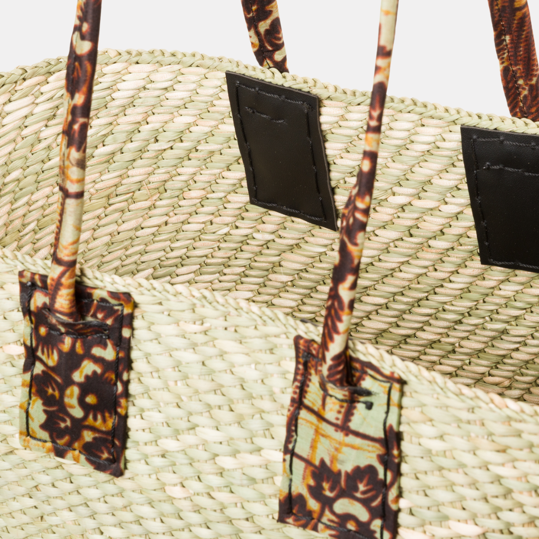 Handwoven Basket bag | Kitenge