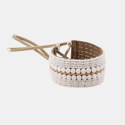 African Maasai Bracelet | White & Gold