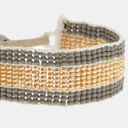 African Maasai Warrior Bracelet | Grey & Gold