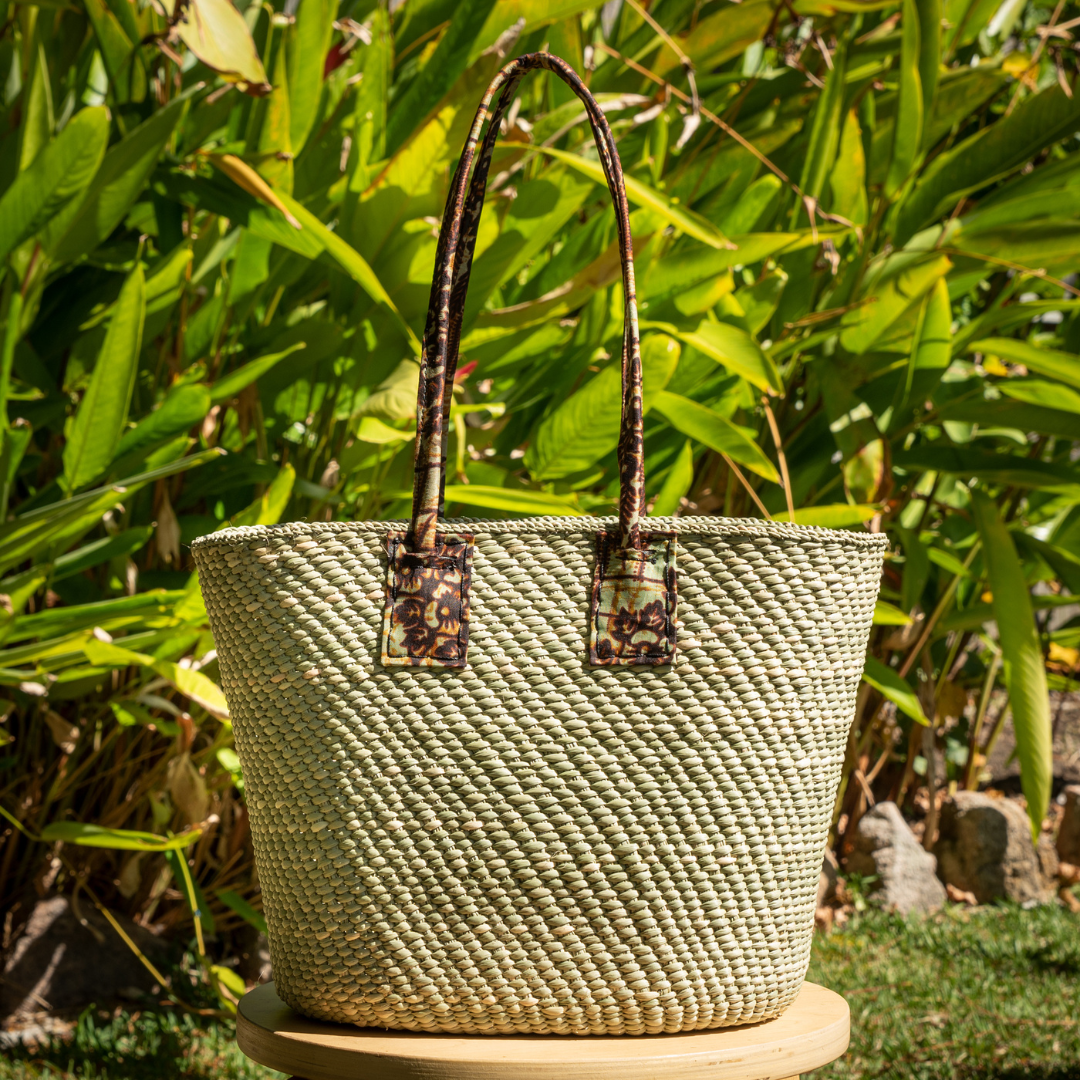 Handwoven Basket bag | Kitenge