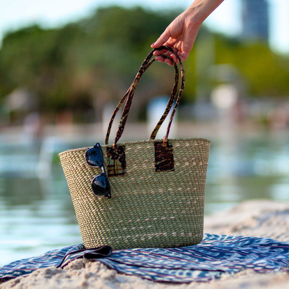 Handwoven Basket bag | Kitenge