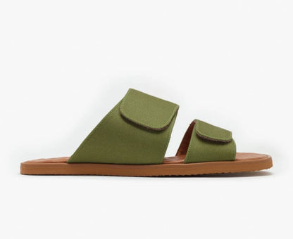 Vegan Adjustable Slide Shoes | Khaki