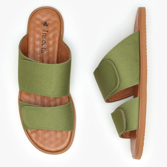 Vegan Adjustable Slide Shoes | Khaki